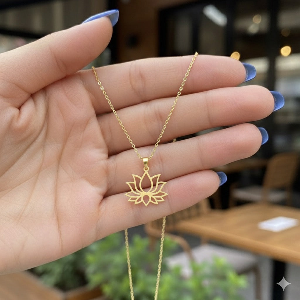Lotus Kolye | Kişiye Özel 925 Ayar Gümüş | Altın Kaplama - Pırlanta Takı