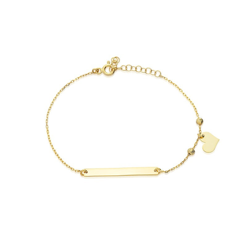 Kalp Sallantılı İsimli Plaka Bileklik | Kişiye Özel 925 Ayar Gümüş | Altın Kaplama