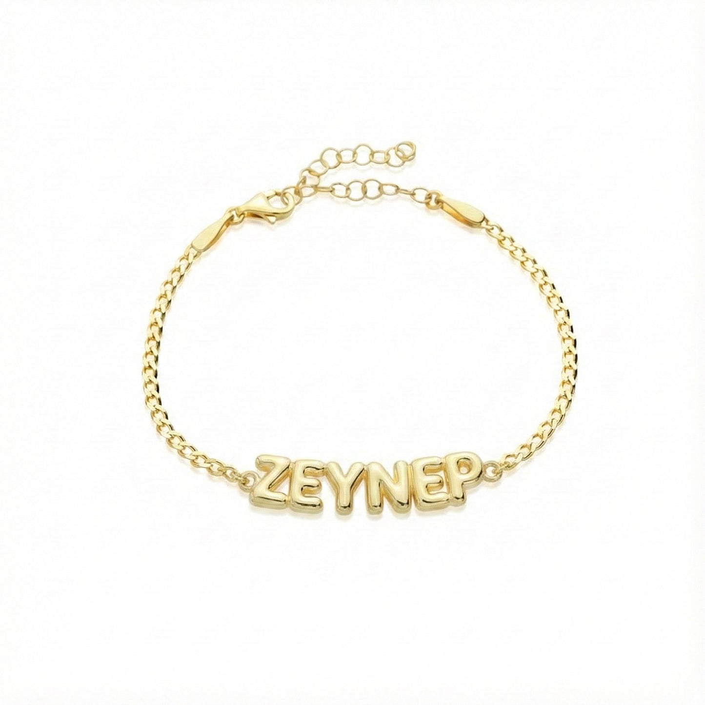 Balon Harfli İsimli Zincir Bileklik | Kişiye Özel 925 Ayar Gümüş | Altın Kaplama