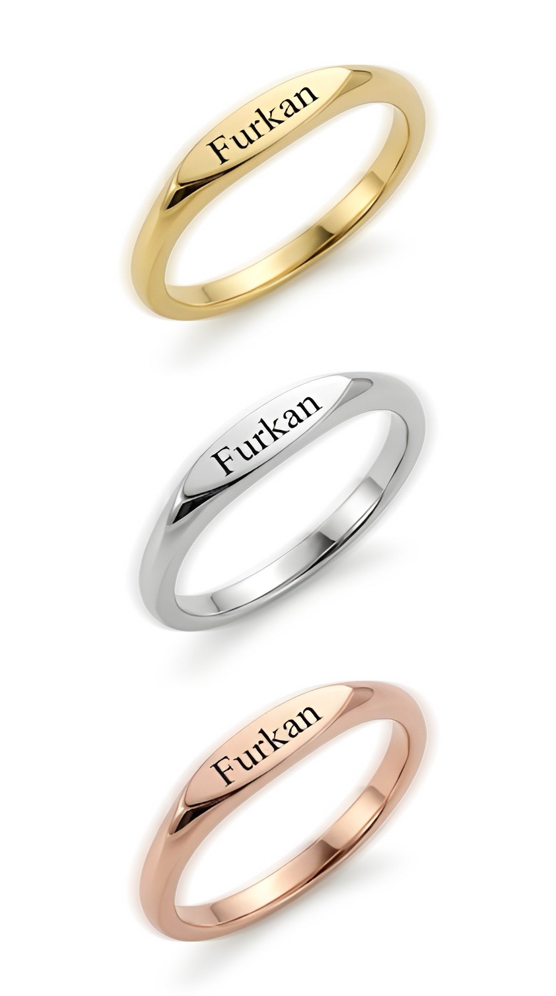 İsim Yazılı Minimal Yüzük | Kişiye Özel 925 Ayar Gümüş | Altın Kaplama