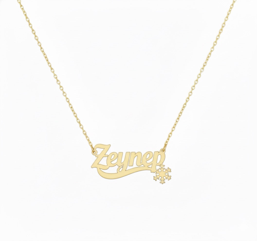 Işıltılı Kar Tanesi Kolye | Kişiye Özel 925 Ayar Gümüş | Altın Kaplama - Pırlanta Takı