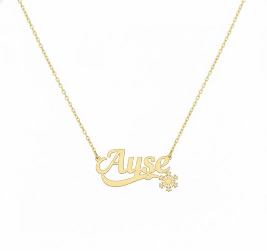 Işıltılı Kar Tanesi Kolye | Kişiye Özel 925 Ayar Gümüş | Altın Kaplama - Pırlanta Takı