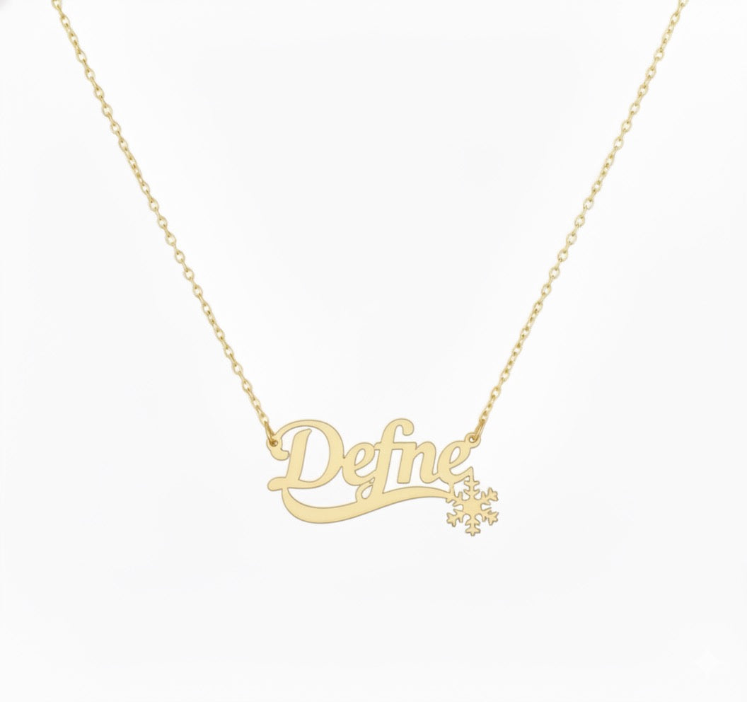 Işıltılı Kar Tanesi Kolye | Kişiye Özel 925 Ayar Gümüş | Altın Kaplama - Pırlanta Takı