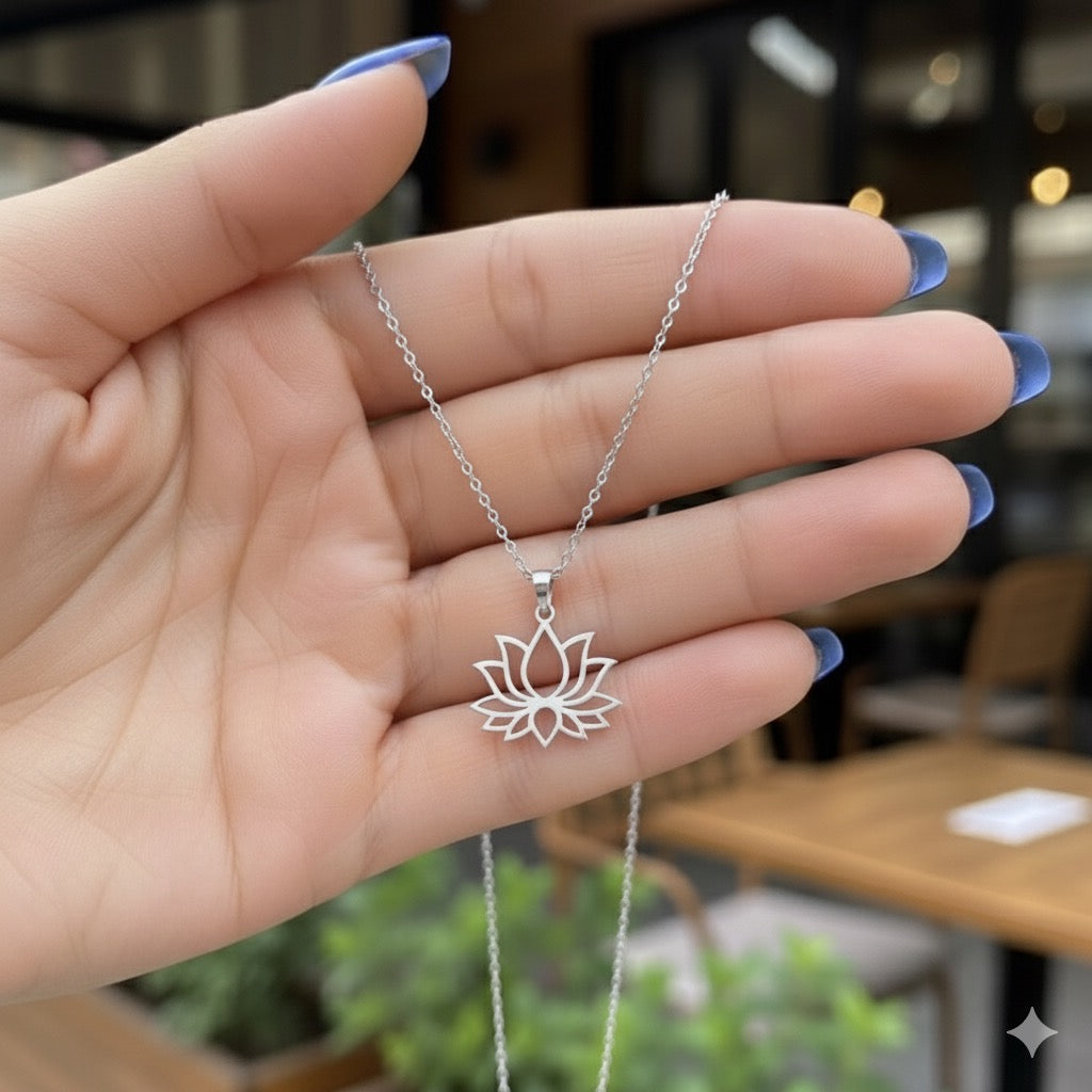 Lotus Kolye | Kişiye Özel 925 Ayar Gümüş | Altın Kaplama - Pırlanta Takı