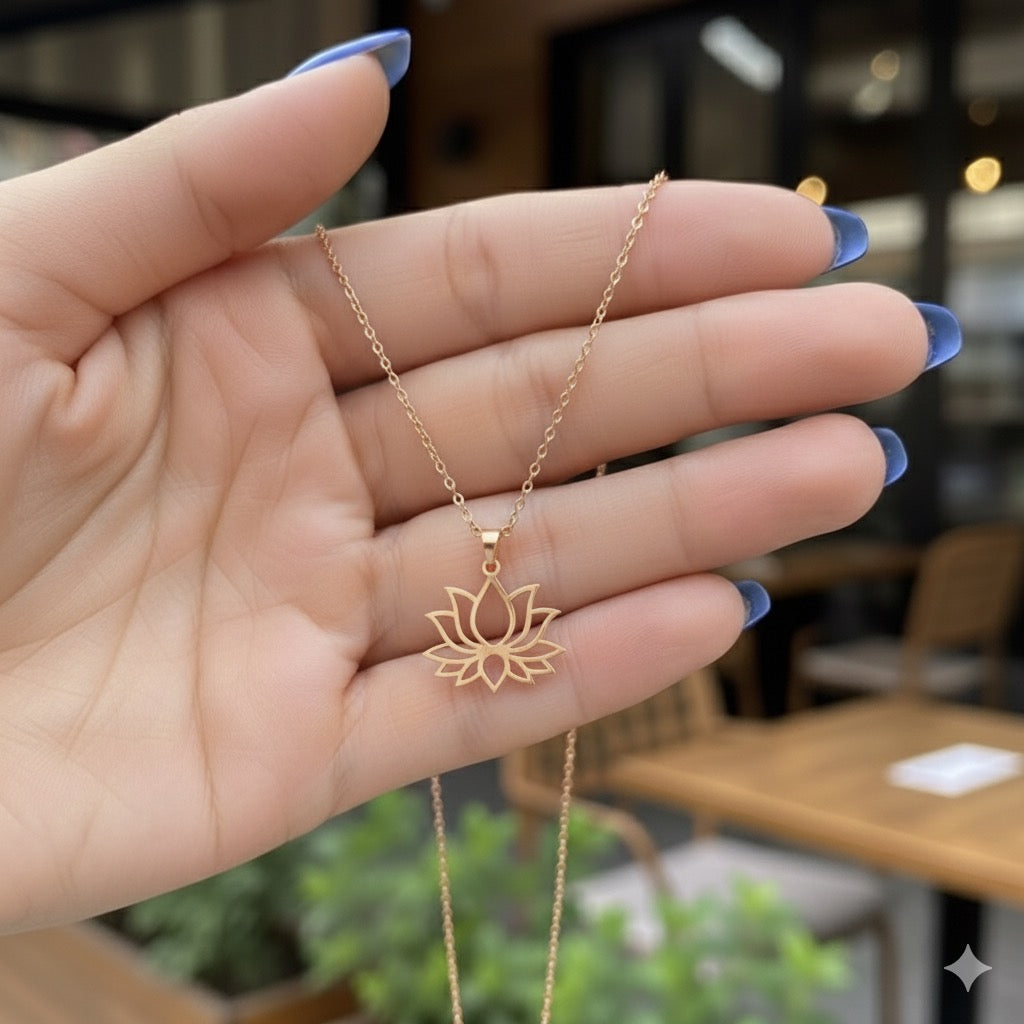 Lotus Kolye | Kişiye Özel 925 Ayar Gümüş | Altın Kaplama - Pırlanta Takı