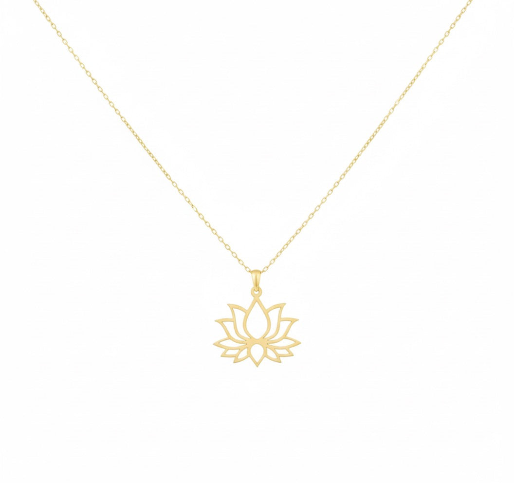 Lotus Kolye | Kişiye Özel 925 Ayar Gümüş | Altın Kaplama - Pırlanta Takı