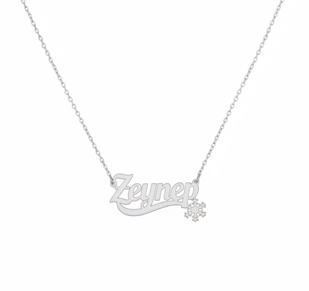 Işıltılı Kar Tanesi Kolye | Kişiye Özel 925 Ayar Gümüş | Altın Kaplama - Pırlanta Takı