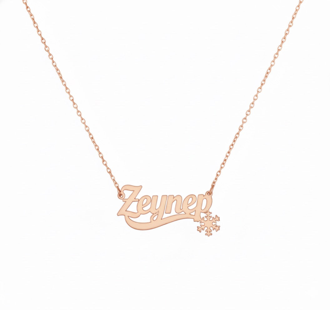 Işıltılı Kar Tanesi Kolye | Kişiye Özel 925 Ayar Gümüş | Altın Kaplama - Pırlanta Takı