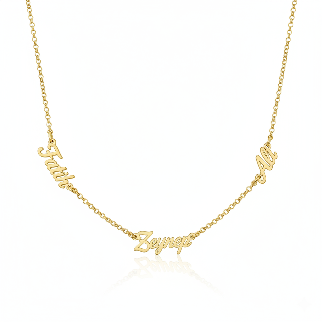 Üç İsimli Kolye | Kişiye Özel 925 Ayar Gümüş | Altın Kaplama