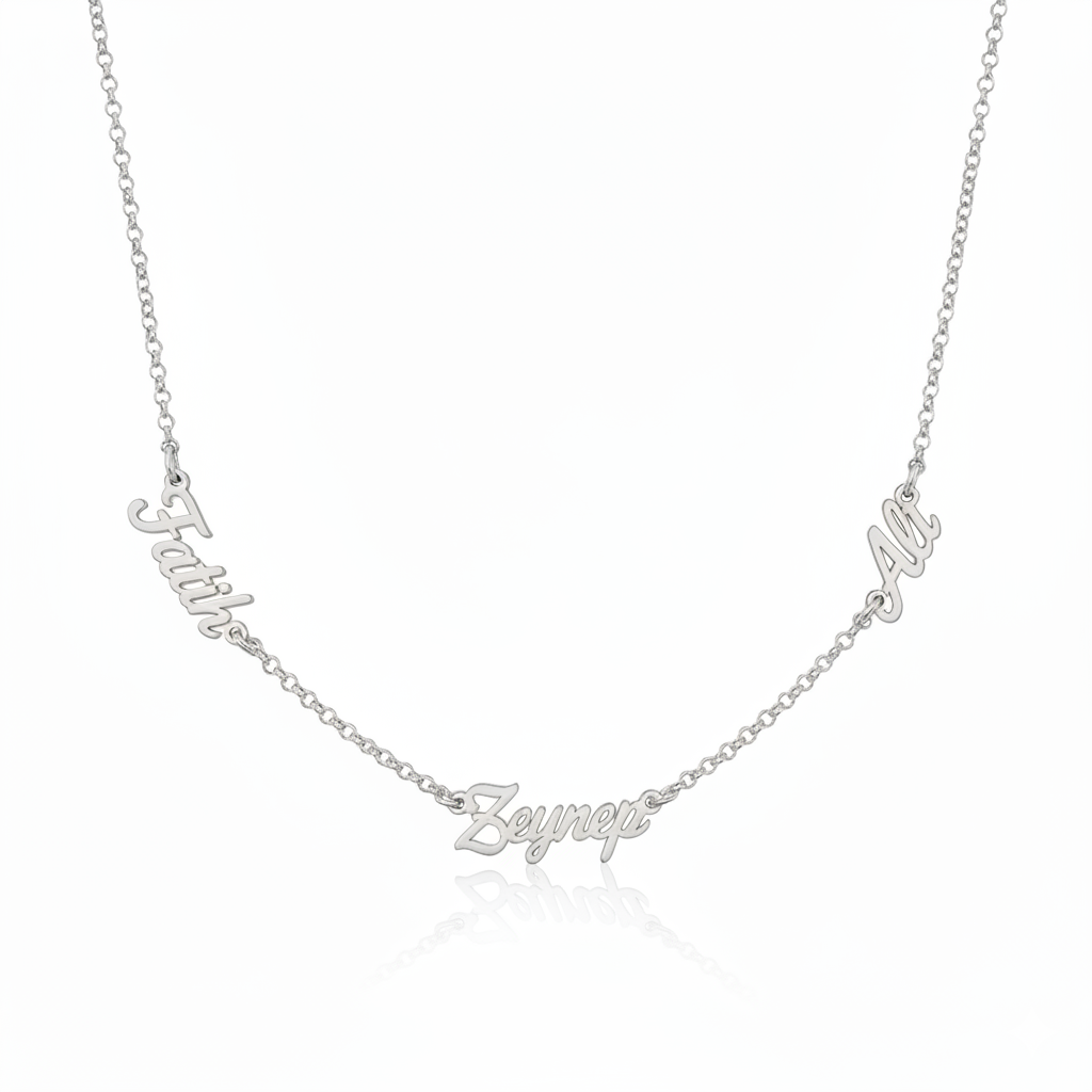 Üç İsimli Kolye | Kişiye Özel 925 Ayar Gümüş | Altın Kaplama