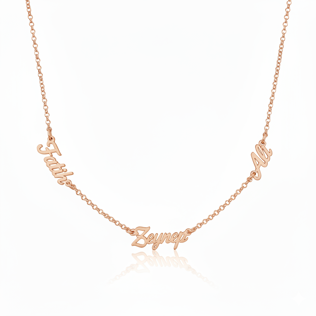 Üç İsimli Kolye | Kişiye Özel 925 Ayar Gümüş | Altın Kaplama