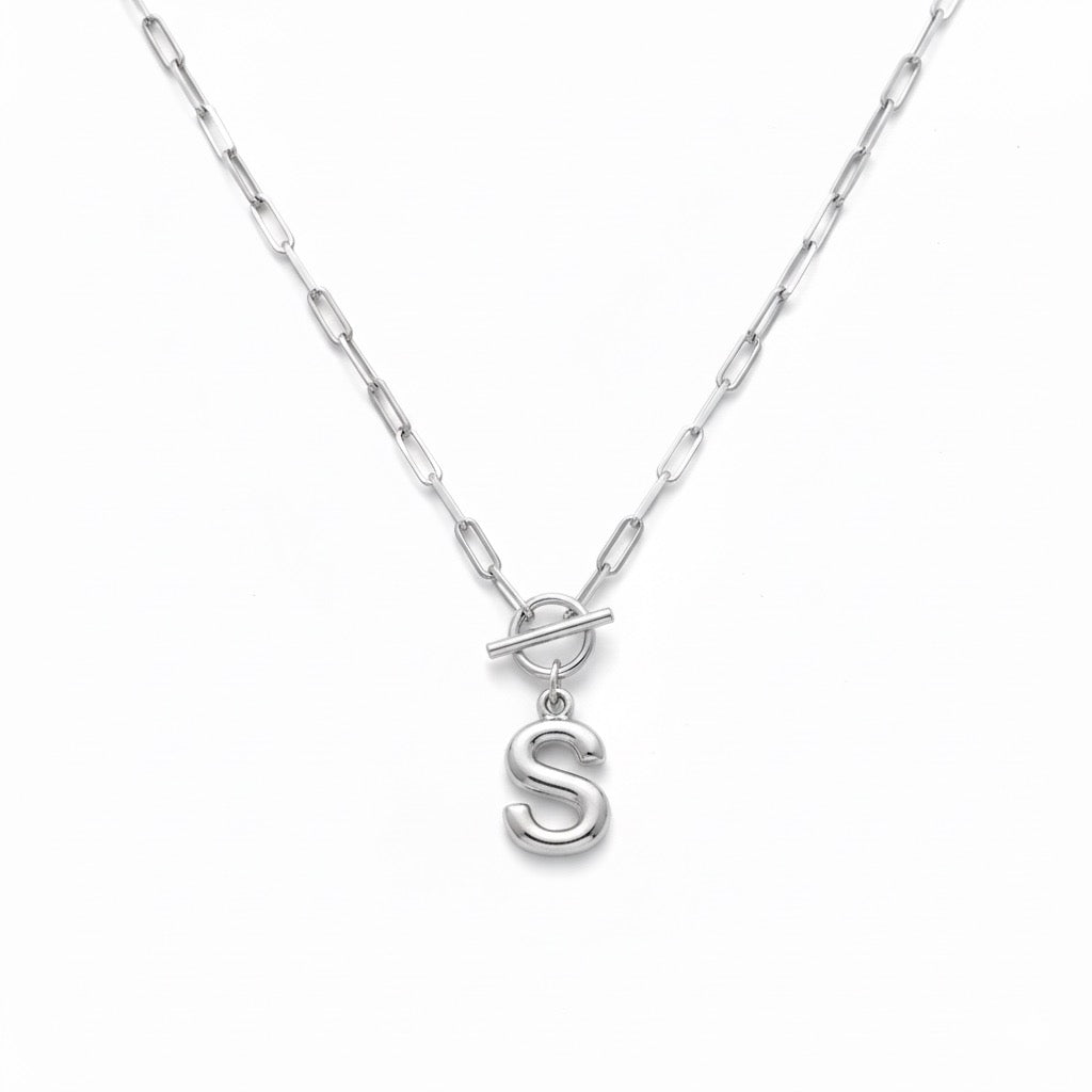 T Kilitli Ataç Zincir Harf Kolye | Kişiye Özel 925 Ayar Gümüş | Altın Kaplama