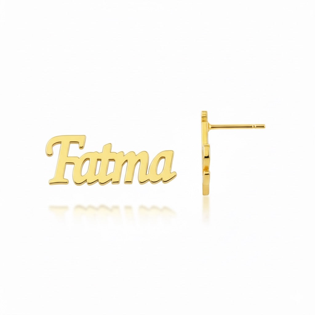 İsimli Çivili Küpe | Kişiye Özel 925 Ayar Gümüş | Altın Kaplama