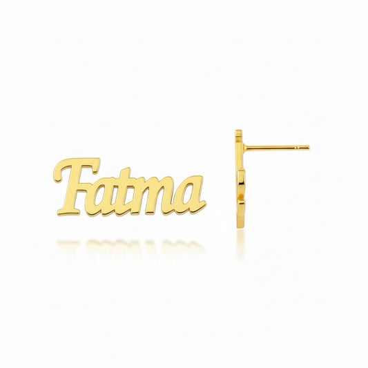 İsimli Çivili Küpe | Kişiye Özel 925 Ayar Gümüş | Altın Kaplama