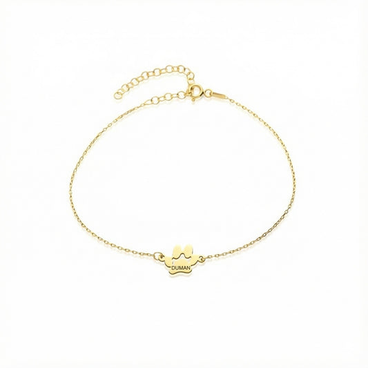 İsimli Pati Bileklik | Kişiye Özel 925 Ayar Gümüş | Altın Kaplama