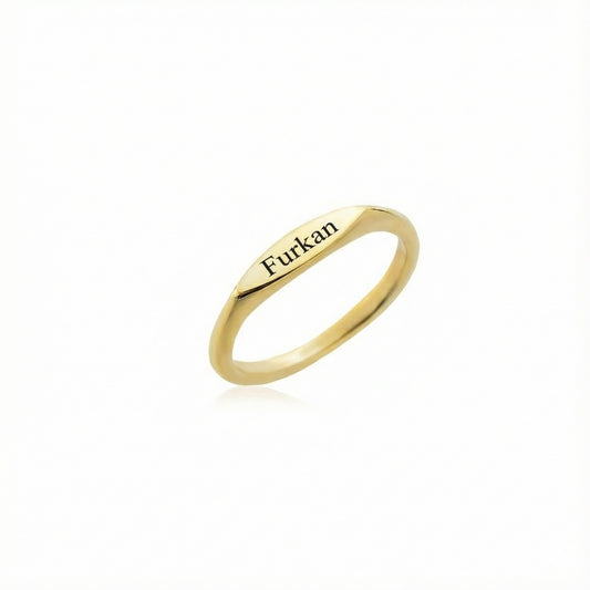 İsim Yazılı Minimal Yüzük | Kişiye Özel 925 Ayar Gümüş | Altın Kaplama