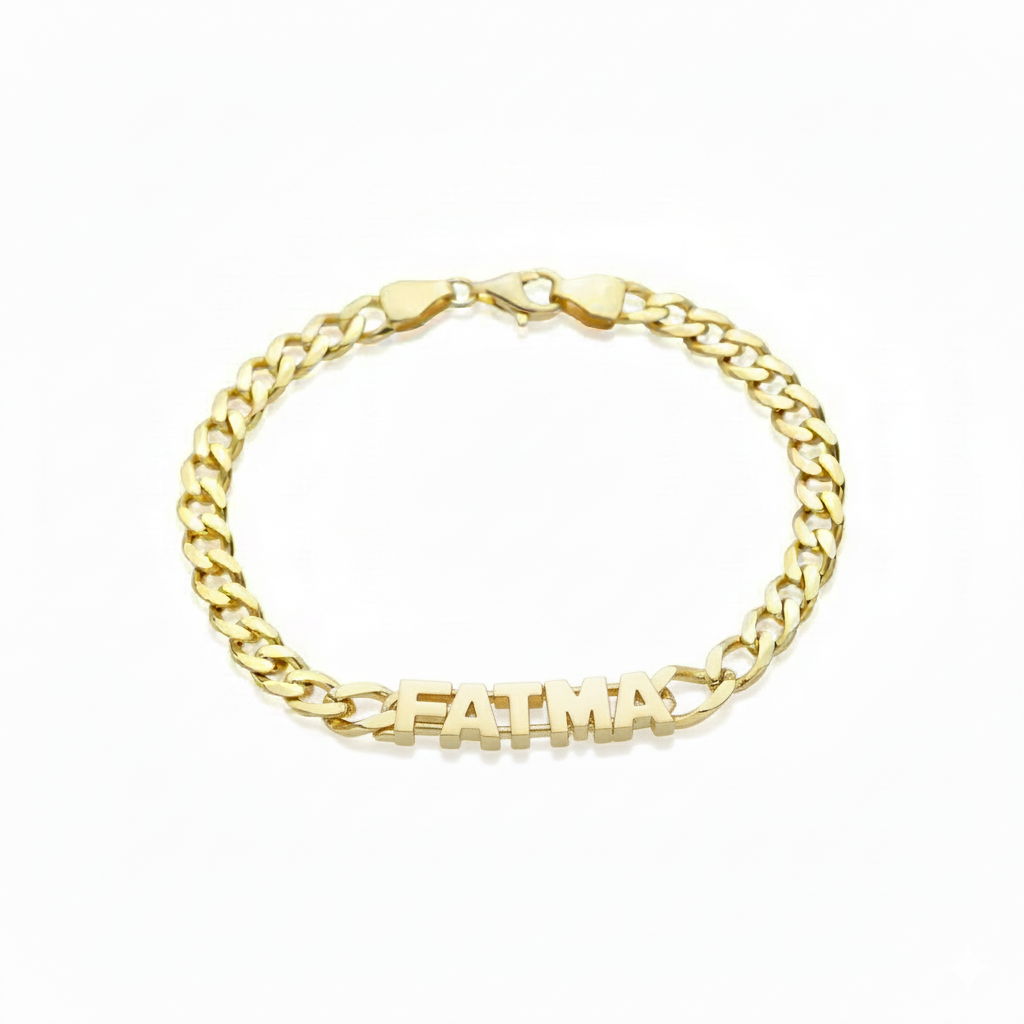 İsimli Grumet Zincir Bileklik | Kişiye Özel 925 Ayar Gümüş | Altın Kaplama