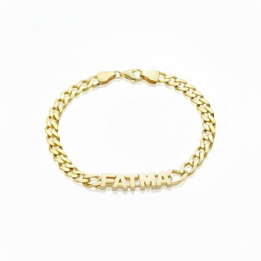 İsimli Grumet Zincir Bileklik | Kişiye Özel 925 Ayar Gümüş | Altın Kaplama