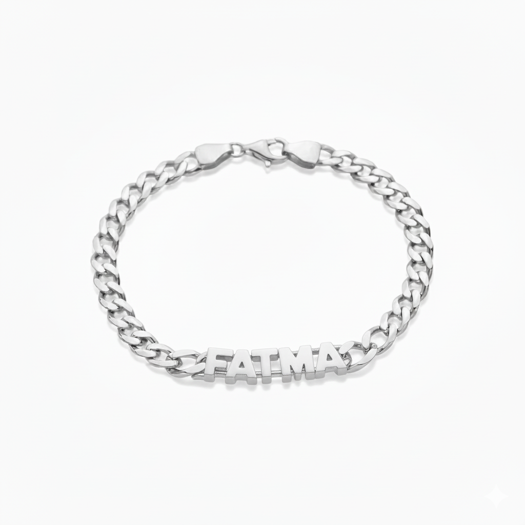 İsimli Grumet Zincir Bileklik | Kişiye Özel 925 Ayar Gümüş | Altın Kaplama