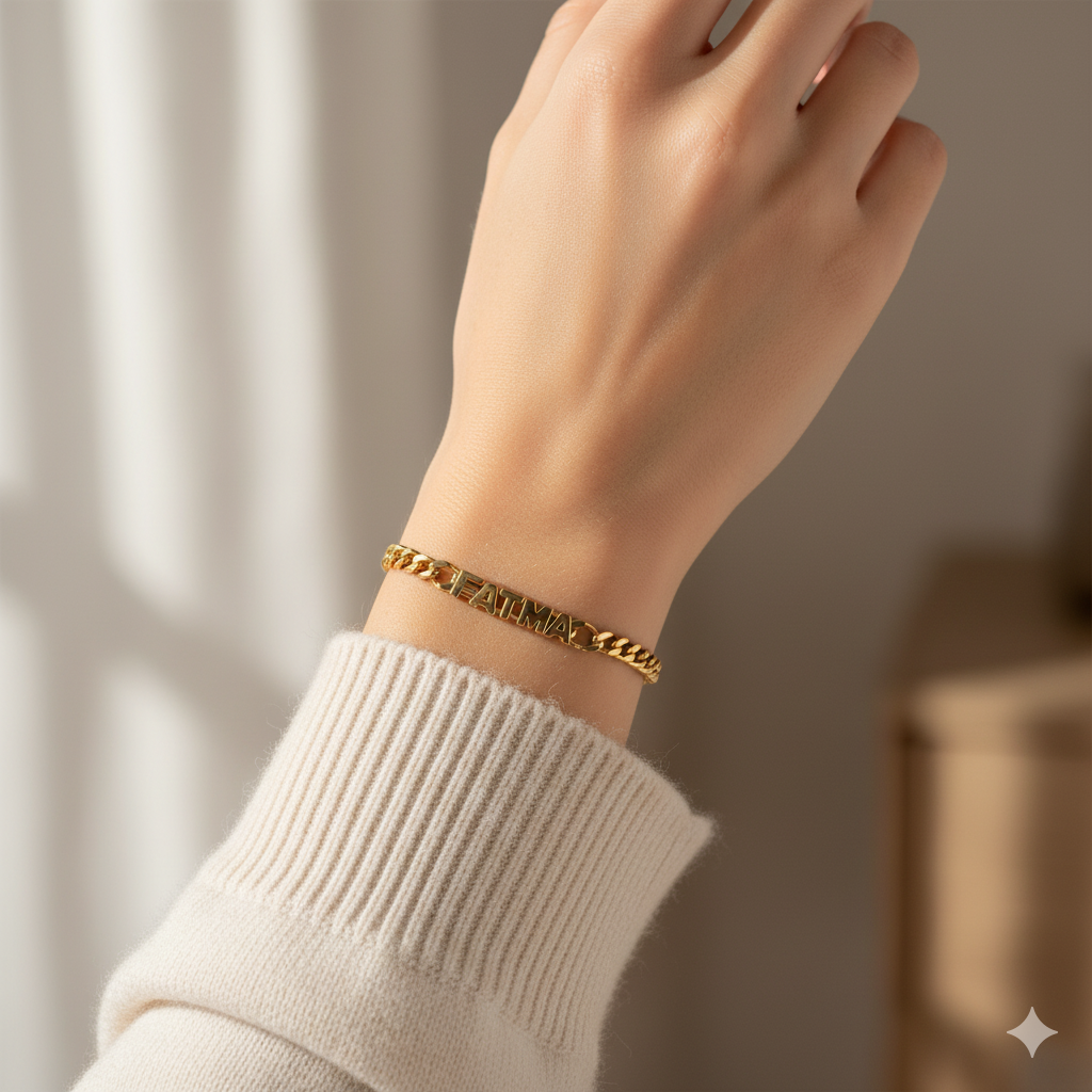 İsimli Grumet Zincir Bileklik | Kişiye Özel 925 Ayar Gümüş | Altın Kaplama